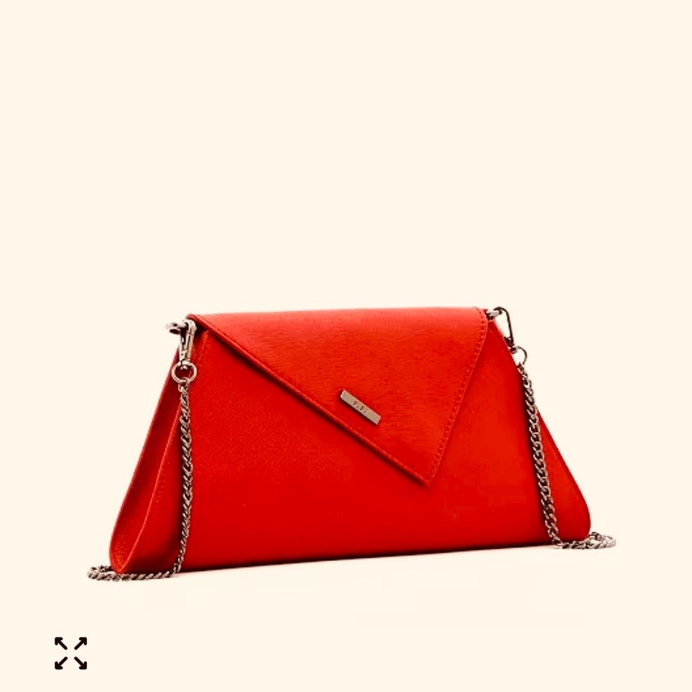 Red Envelope Crossbody Clutch Bag with Chain Strap - Picture 4 of 11